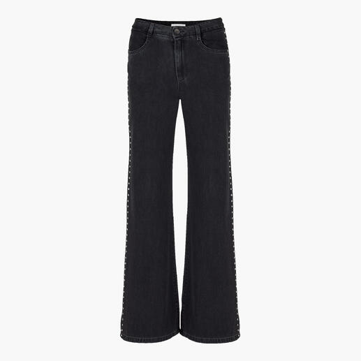 Schwarze Wide-leg-Nietenjeans von Bella Dahl, Vorderansicht