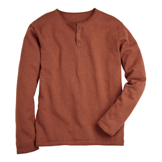 Rostroter Ragman Pullover mit Rundhalsausschnitt und langen Ärmeln.