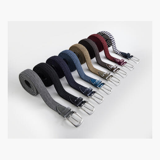 Elastische Gürtel in verschiedenen Farben nebeneinander