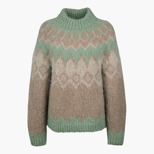 Granny-Norwegerpullover in Naturfarben von vorne