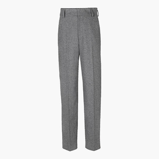 Graue melierte Winter-Wollhose im Stehen auf einem weißen Hintergrund