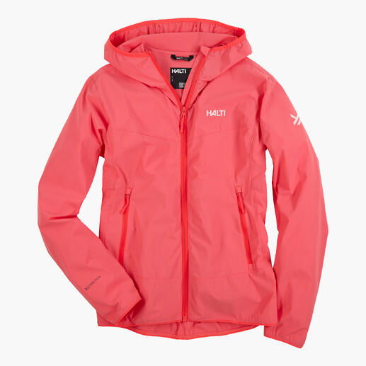 Ultralight-D-Softshelljacke in Pink, an einem Kleiderbügel.