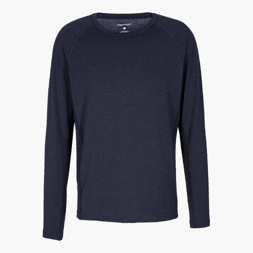 Dunkles Pyjama-Shirt für Herren, frontal abgebildet.