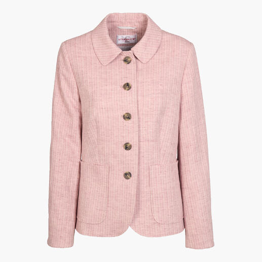 Baumwoll-Leinen-Janker in Rosé mit Knopfleiste frontal.