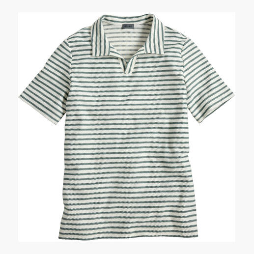 Hanro Jacquard Polo Shirt mit gestreiften Mustern auf hellem Hintergrund