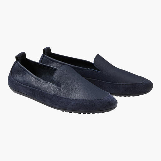 Blaue Komfort-Loafer aus Leder, ideal für den alltäglichen Gebrauch.