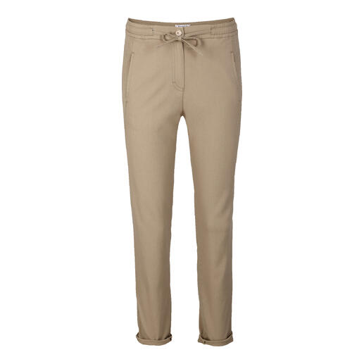 Beige Jogginghose aus Panama-Stoff mit elastischem Bund.