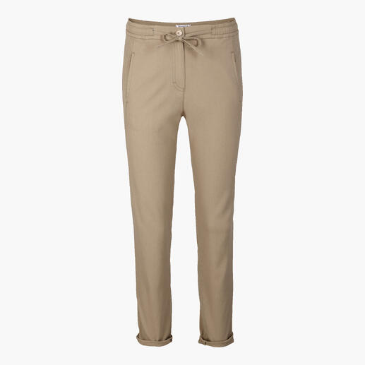 Beige Jogginghose aus Panama-Stoff mit elastischem Bund.