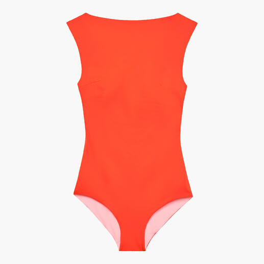 Wender-Badeanzug in orange mit roten Details, Rückansicht