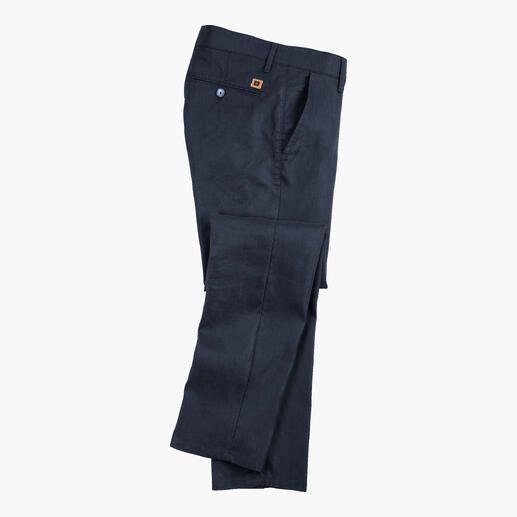 Blaue Coolmax-Leinenhose in Größe 48 mit bequemer Passform und atmungsaktivem Material.