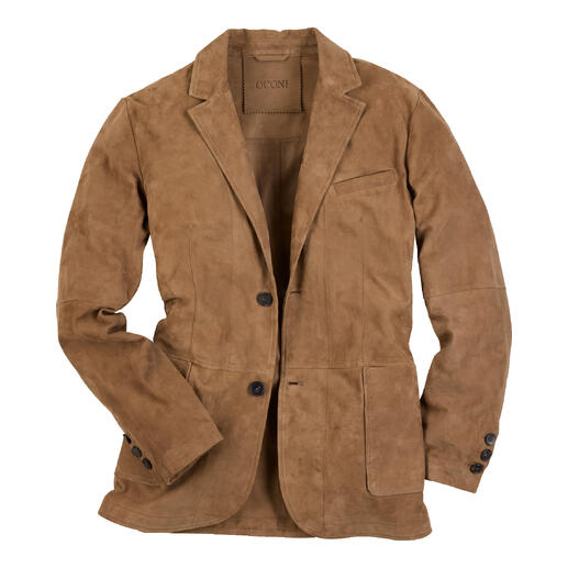 Waschbares Ledersakko in taupe, vorderansicht