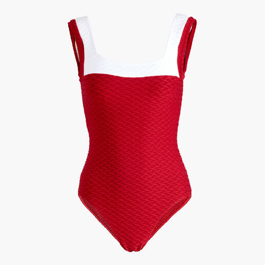 Roter Badeanzug mit strukturiertem Obermaterial, Größe 36.