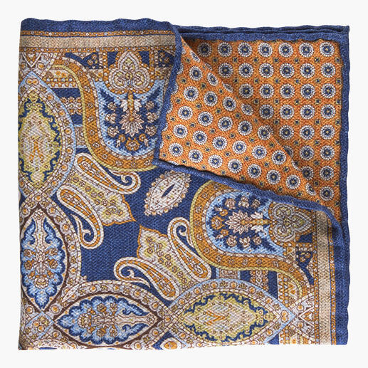 Wendbares Seideneinstecktuch mit buntem Paisleymuster
