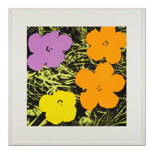 Andy Warhol – Flowers gelb Sunday B. Morning Siebdruck auf 1,52 mm starkem Museumskarton. Maße: gerahmt 112 x 112 cm