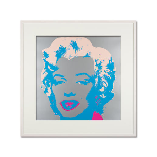 Andy Warhol – Marilyn silber Sunday B. Morning Siebdruck auf 1,52 mm starkem Museumskarton. Maße: gerahmt 112 x 112 cm
