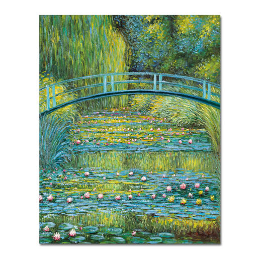 Zhao Xiaojie malt Monet – Bridge over a Pond of Water Lilies Ein Millionen-Euro-Kunstwerk in Ihrer Sammlung? Beinahe. Die perfekte Kunstkopie – 100 % von Hand in Öl gemalt. Maße: 73,7 x 92,7 cm