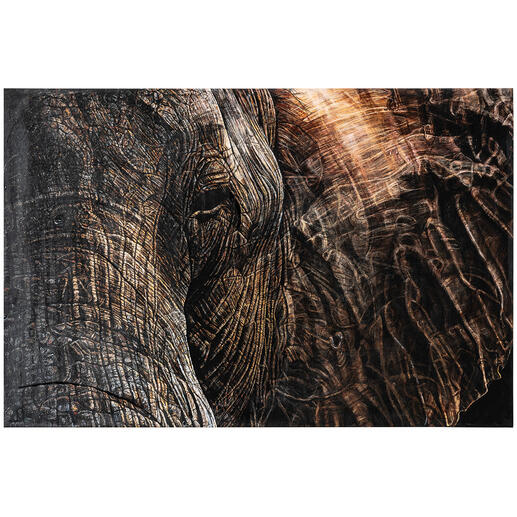 Sarah Linke – Elephant Sarah Linkes beeindruckende Edition – individuell von Hand gefirnisst und pastos überarbeitet. 30 Exemplare. Exklusiv bei Pro-Idee. Maße: 150 x 100 cm