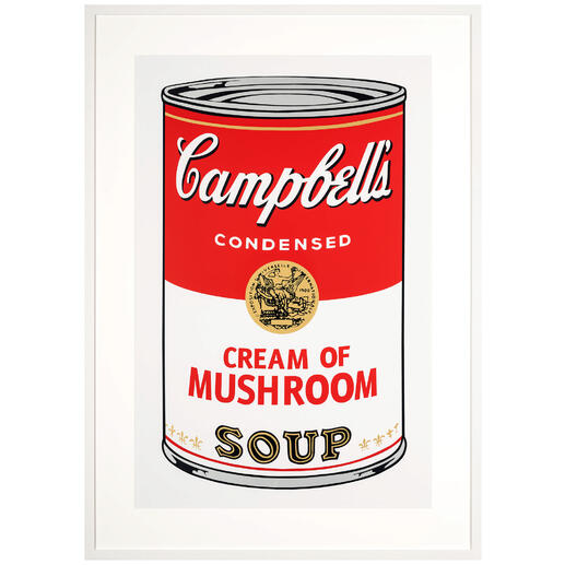 Andy Warhol – Campbell‘s Soup Cans Eines der ikonischsten Werke der Pop-Art Geschichte. Autorisierte Siebdrucke aus der Sunday B. Morning Edition von Andy Warhol. Maße: 78 x 109 cm.