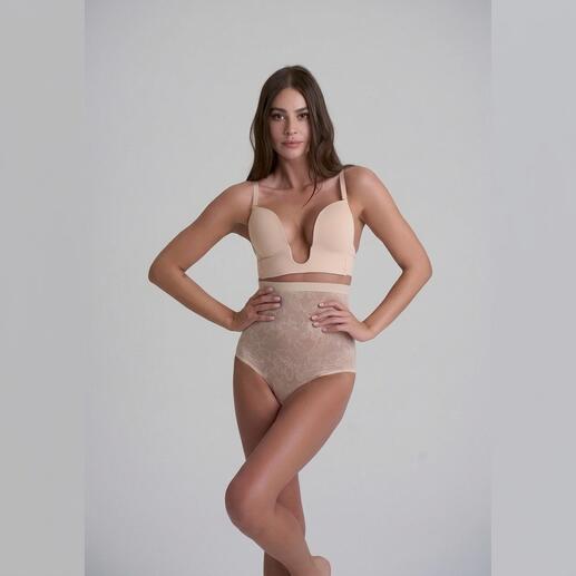 Bye Bra Spitzen-Shape-Slip beige, frontal abgebildet.