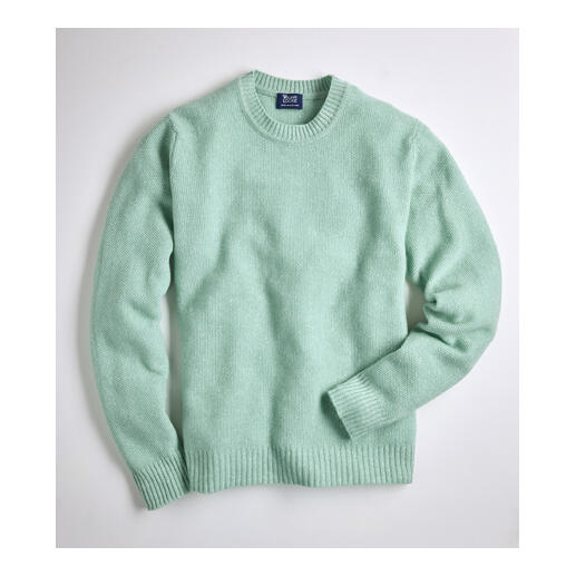 Mintgrüner E-Reiskorn-Pullover mit Rundhalsausschnitt