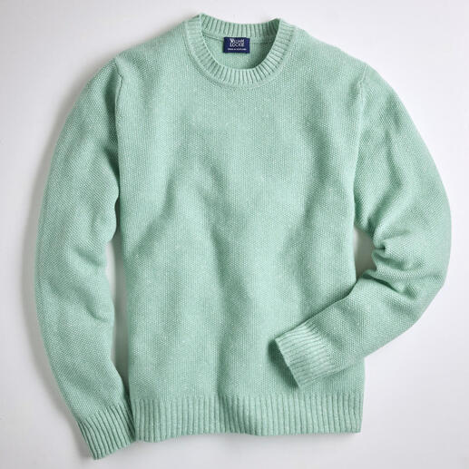 Mintgrüner E-Reiskorn-Pullover mit Rundhalsausschnitt