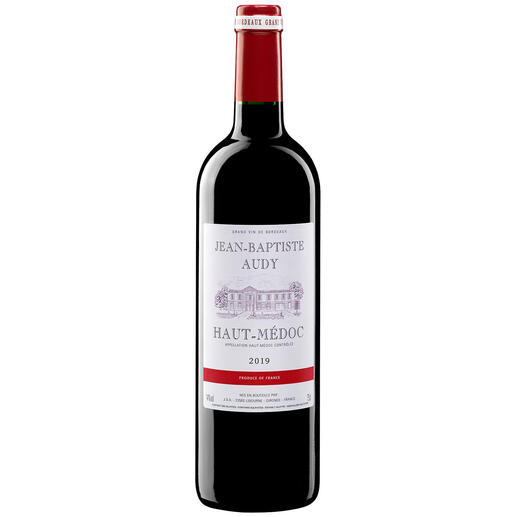 Audy Haut-Médoc 2019, Haut-Médoc AOP, Bordeaux, Frankreich Der Decanter nennt diesen Bordeaux „ein absolutes Schnäppchen“.**Decanter.com, Value Claret top 30 under 20 £ über den Jahrgang 2018.