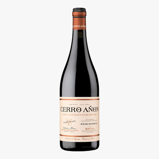 Cerro Añon Gran Reserva 2018, Bodegas Olarra, Rioja, Spanien 
            Die beste Gran Reserva. Unter 70 weltweit renommierten Konkurrenten.*
            *Decanter, Ausgabe März 2019 über den Jahrgang 2010
        