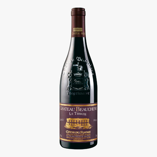 Le Terroir 2021, Château Beauchêne, Côtes du Rhône, Frankreich Ein Glück, dass dieser Wein nicht Châteauneuf du Pape heißen darf.