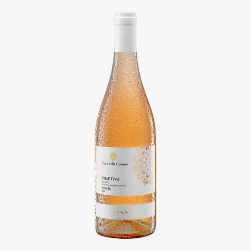 Duca delle Corone Primitivo Rosato 2023, IGP, Italien 
            861 (!) Rosés auf dem Prüfstand. Hier ist der Sieger.*
            *vinum.eu, Vinum World of Rosé 2023, über den Jahrgang 2022
        