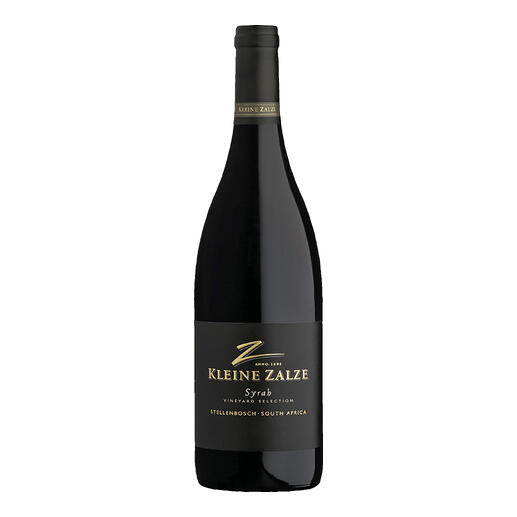Flasche Kleine Zalze Syrah, 2021, mit klassischem Design.