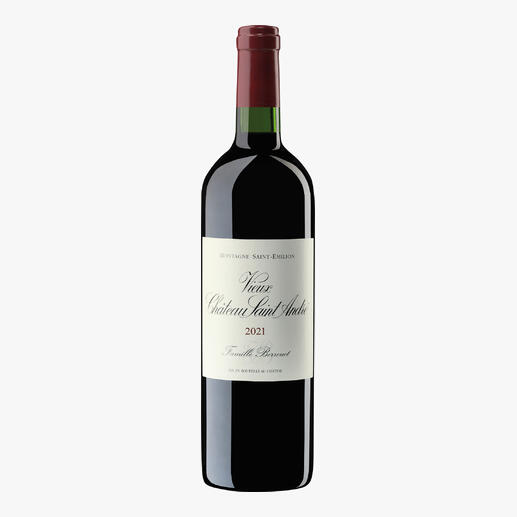 Flasche Vieux Château Saint André 2021 mit edlem Etikett auf weißem Hintergrund.