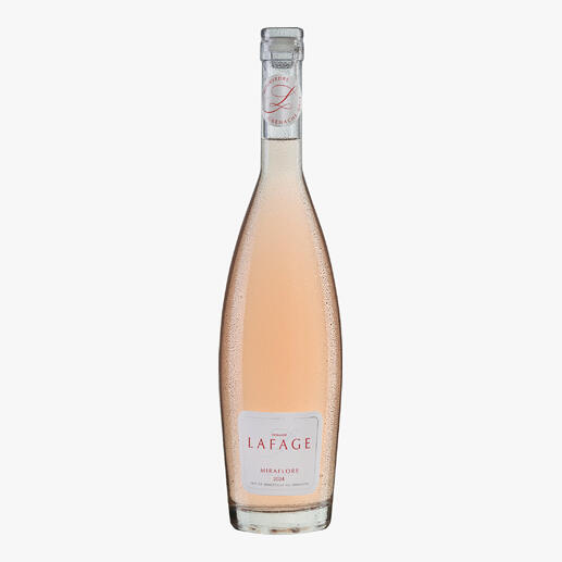 Flasche Miraflors Rosé 2024 mit prickelndem Inhalt.