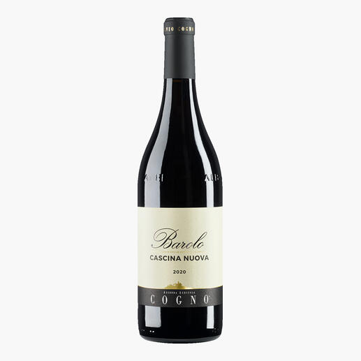 Flasche Barolo Cascina Nuova 2020 mit Etikett.
