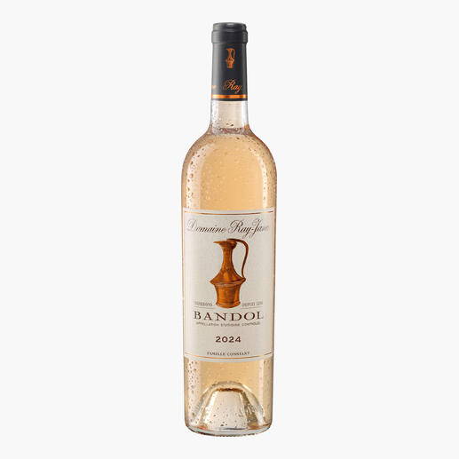 Flasche Ray-Jane Bandol Rosé 2024 auf weißem Hintergrund
