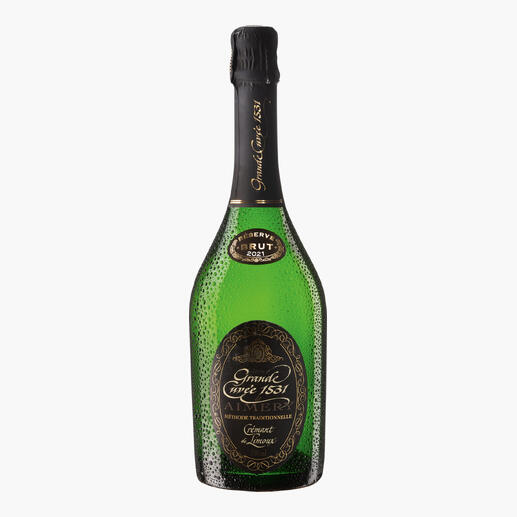 Flasche Crémant de Limoux Reserve 2021 mit Sprudel.