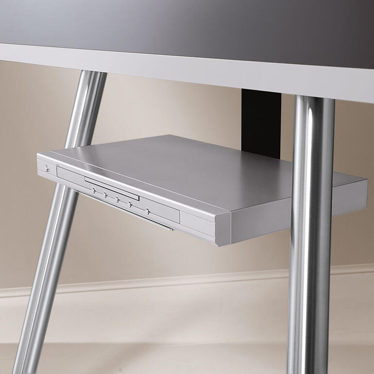 Die Kabel Ihres Receivers oder DVD-Players führen sie einfach durch die senkrechte Säule des Boards (separat erhältlich). Fach im Flat-TV-Staffelei, zeigt einen Platz für DVD-Player oder Receiver.