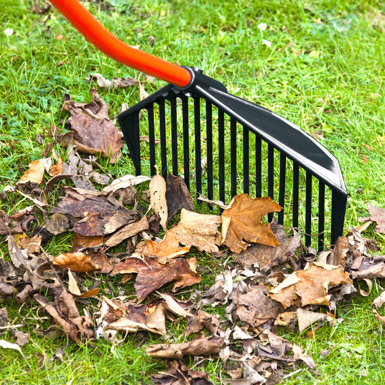 3-in-1 Gartenwerkzeug 'Golden Gark' im Einsatz auf Rasen.