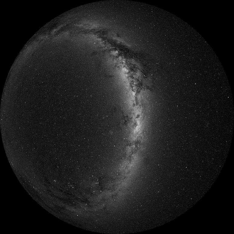 Bild der Süd- und Andromeda-Projektionsscheiben mit Sternen.