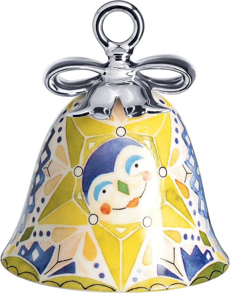 Alessi Weihnachtsglocke mit Sternmotiv in bunten Farben.