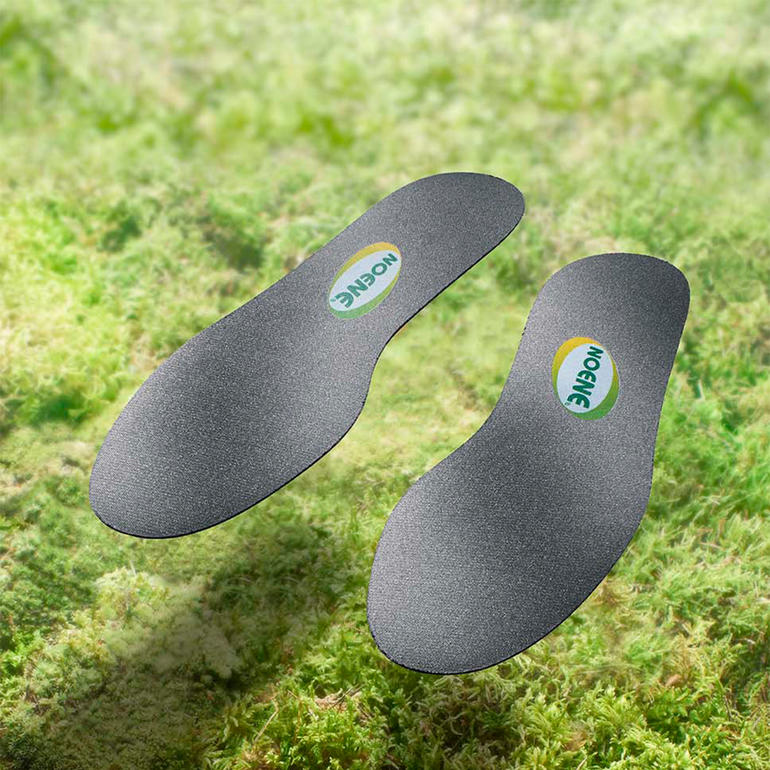 Zwei Noene®-Einlegesohlen auf grünem Moos