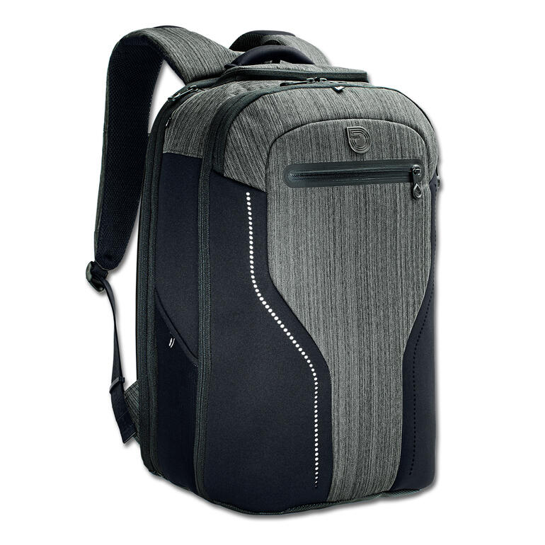 MUB 3-in-1-Rucksack Schwarzer 3-in-1-Rucksack mit ergonomischen Gurten und mehreren Fächern.