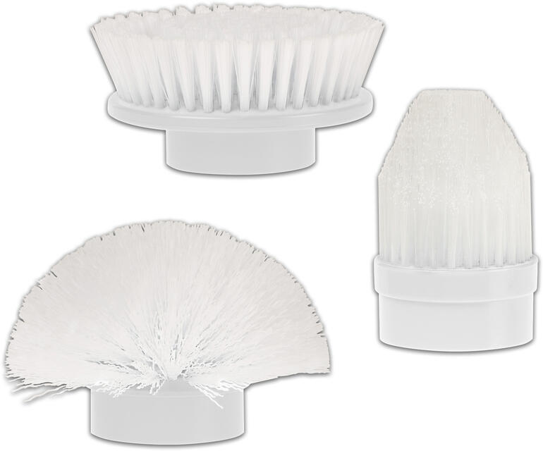 Set mit drei Bürsten: Kuppel-, Kegel- und Flachbürste.