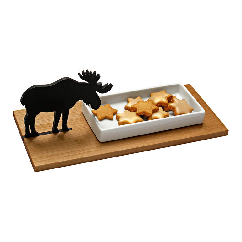 Elch-Gebäckschale Elch-Gebäckschale mit ausgebackenen Weihnachtssternen.