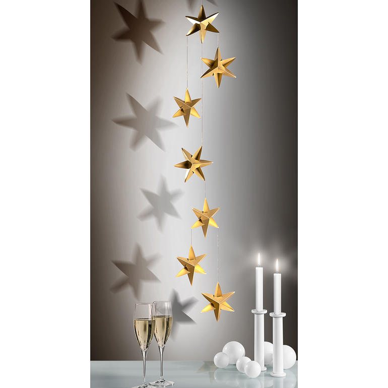 120 cm, Goldfarben Goldfarbener Mobiler Sternentanz mit mehreren hängenden Sternen.