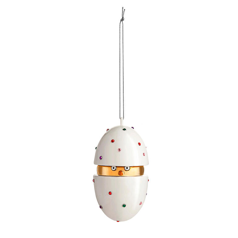 Alessi Dekokugeln 'Fleurs de Jori' in Form eines eggförmigen Anhängers.
