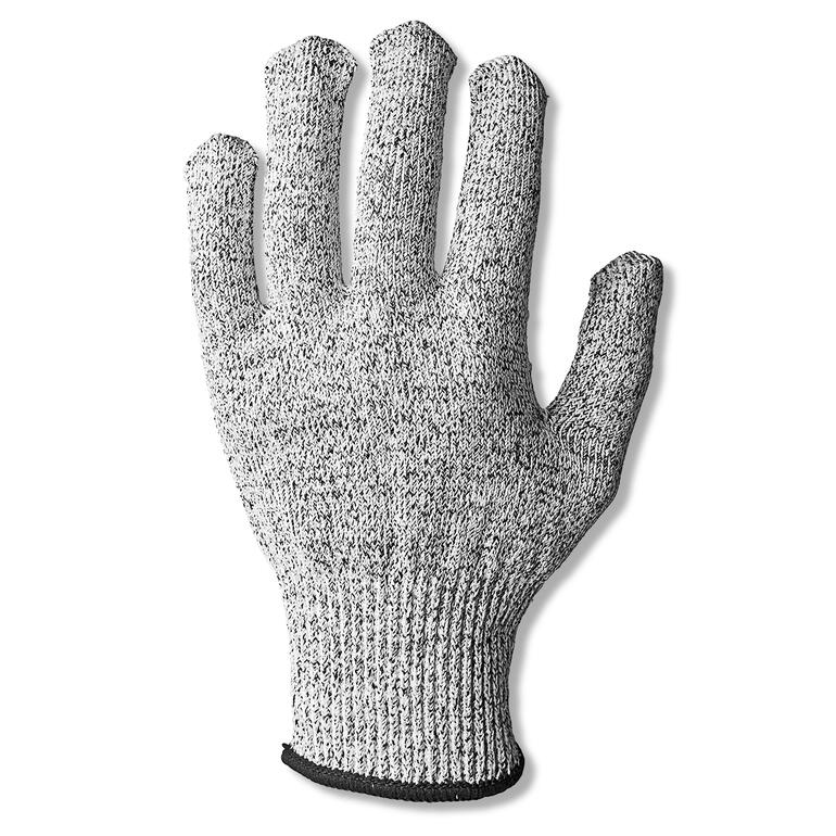 Grau-weißer Schutzhandschuh für sicheres Arbeiten in der Küche.