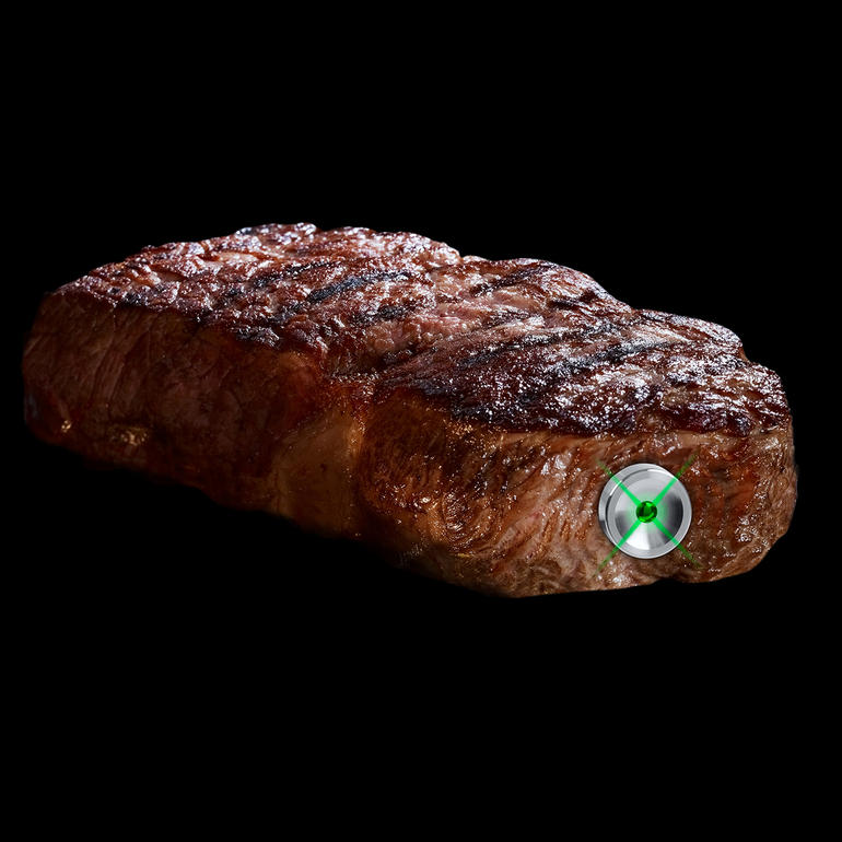 SteakChamp® 3c-black SteakChamp® 3c-black, perfekt gegartes Steak mit grüner LED-Anzeige.