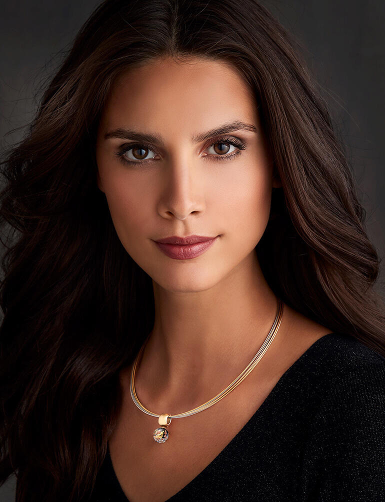 Muranoglas Vario-Collier mit Einhängeclip und Wechselperle.