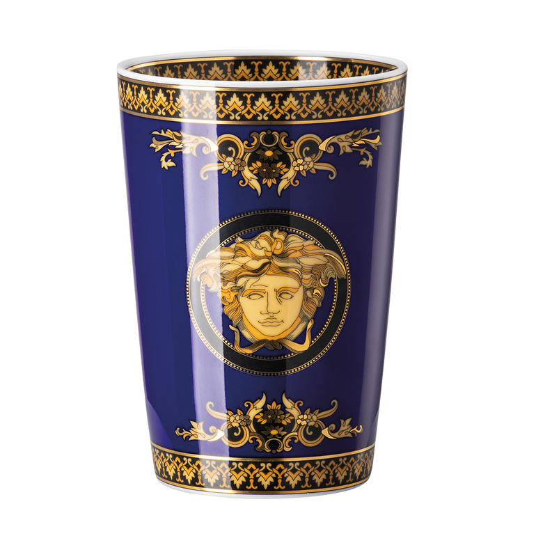 Blau/Gold Versace Duftkerze in schöner Tasse mit goldenen Mustern