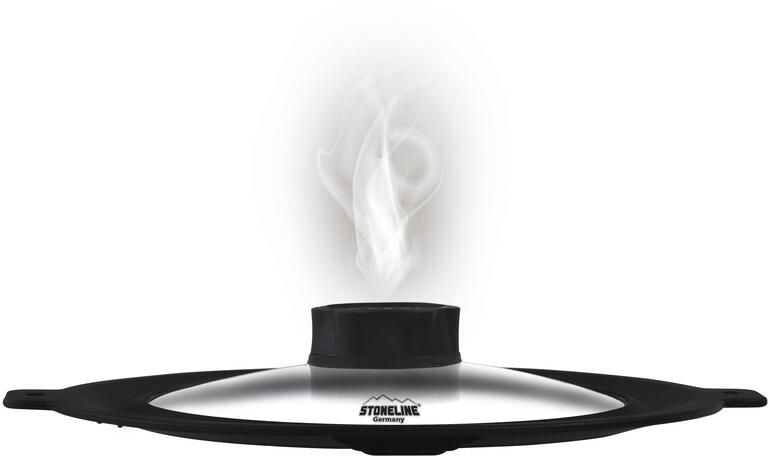 Dank integriertem Aktivkohle-Filter bleibt die Luft in Ihrer Küche angenehm frisch. Smell Well Pfannen-/Topfdeckel mit dampfendem Loch in der Mitte.